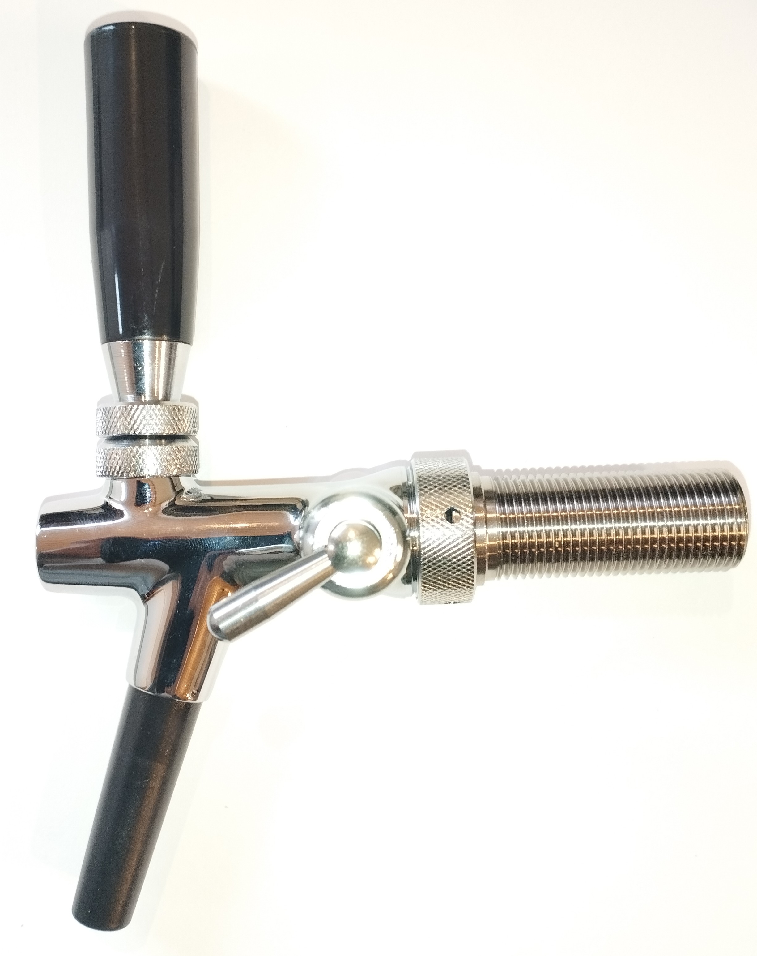 Kompensatorschankhahn Verchromt aus Messing mit Schaumtaste - 55 mm Stutzen